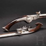 A pair of long Dutch military wheellock pistols, circa 1650The smooth barrels octagonal, turning