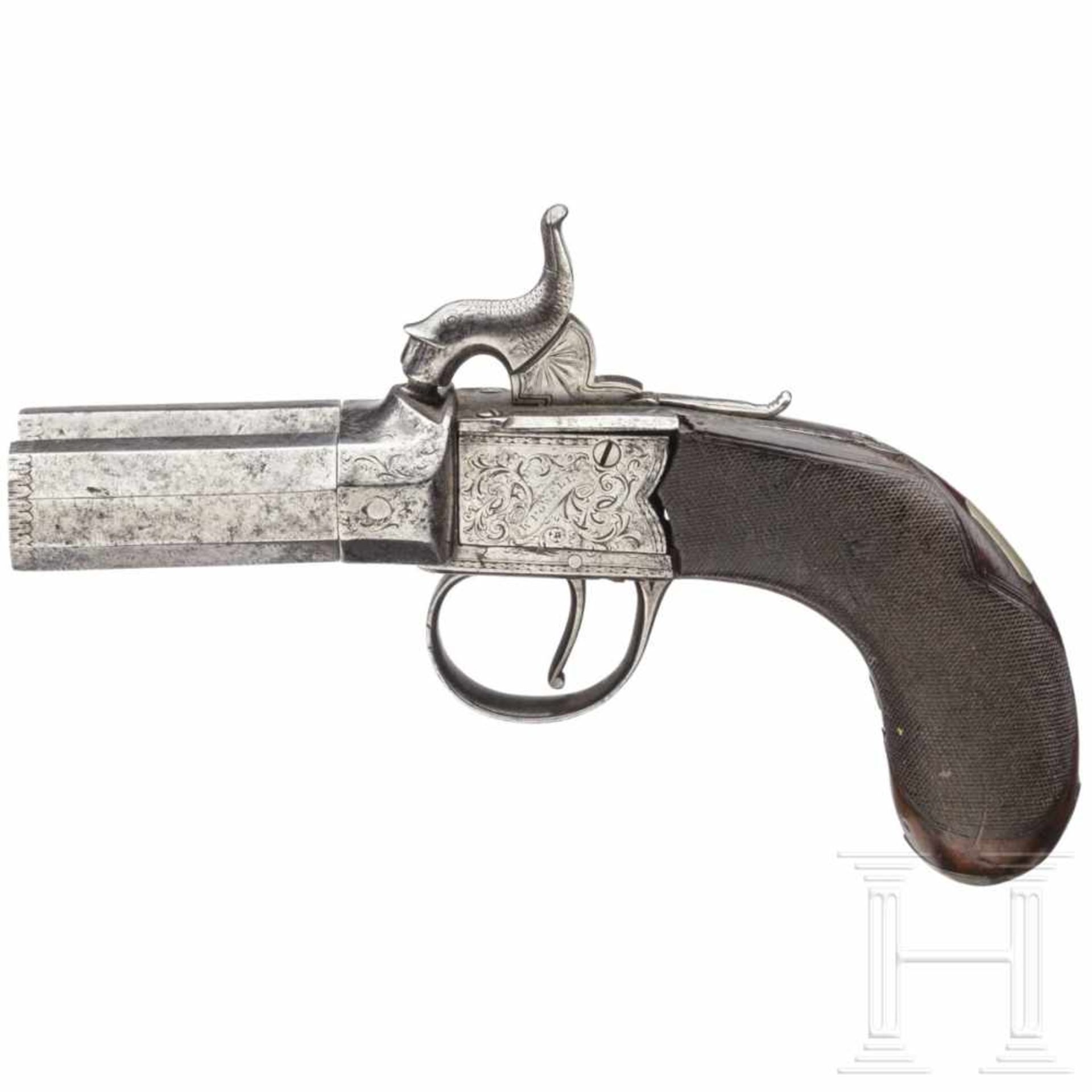 A double-barreled volley pistol by William Powell in Birmingham, circa 1840Kal. .55 Blackpowder, - Bild 2 aus 2