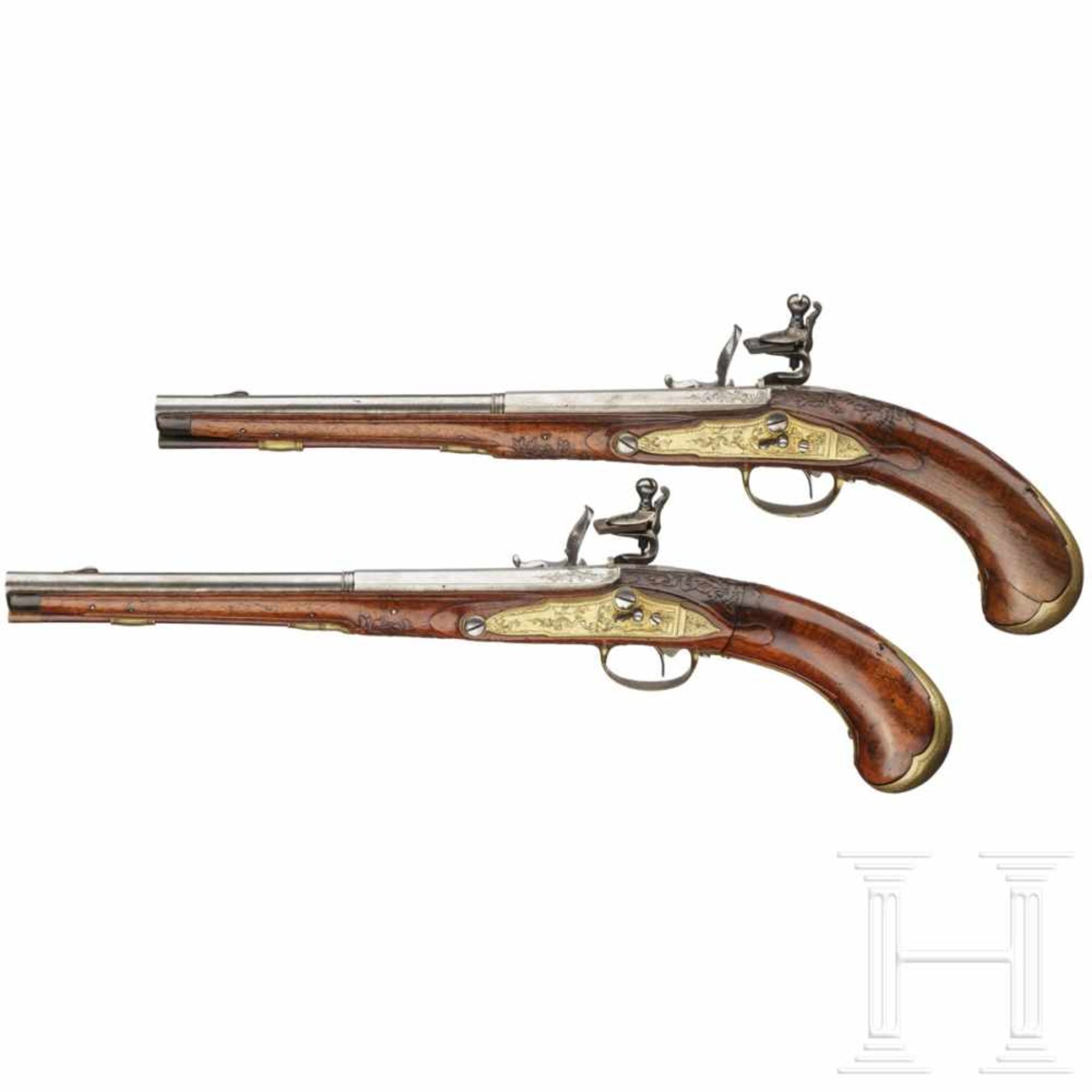 A rare pair of air pistols, designed to resemble a flintlock, Friedrich Jacob Bosler of Darmstadt, - Bild 3 aus 10
