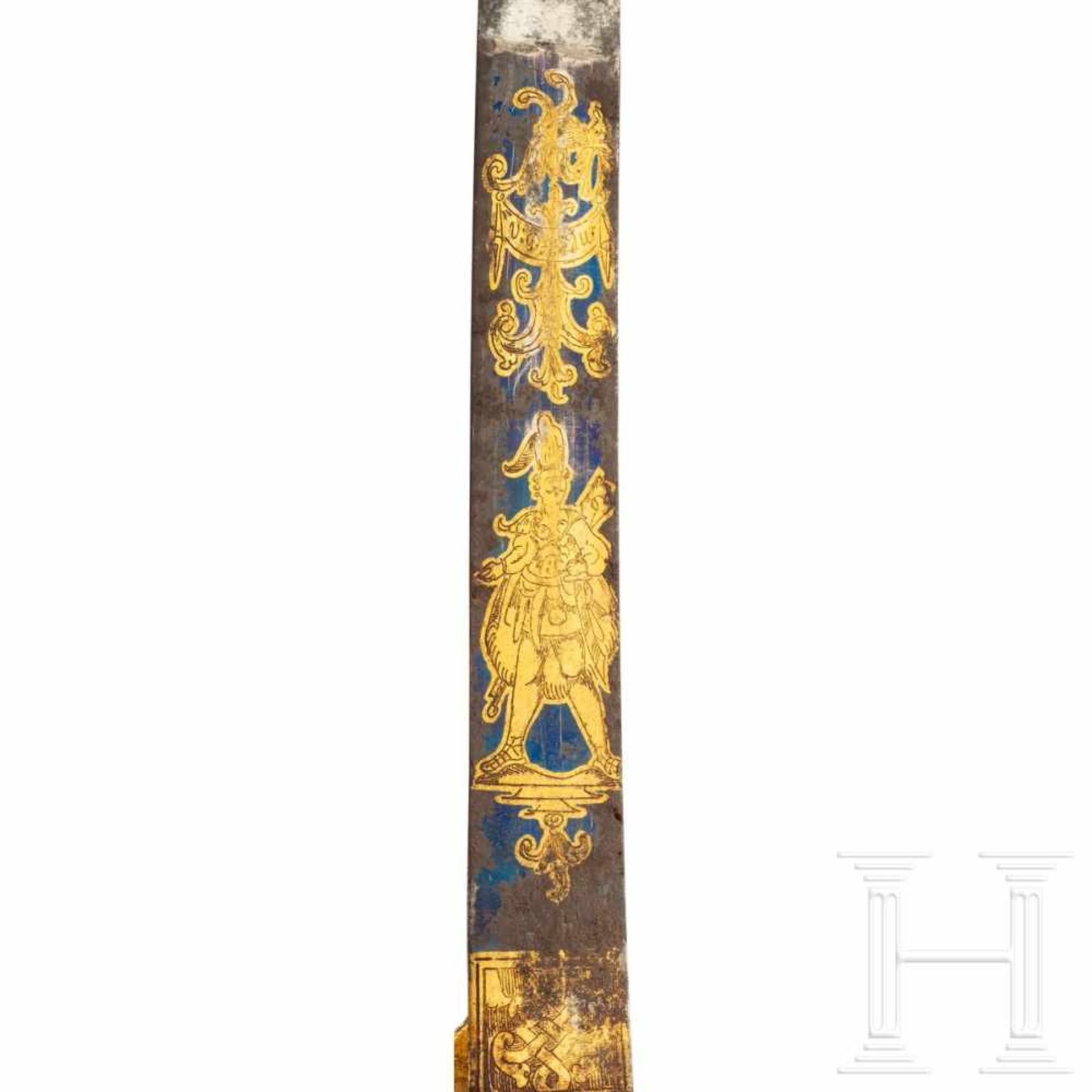A courtly hunting sword with porcelain handle, Berlin/Dresden, circa 1760Slender single-edged - Bild 5 aus 6