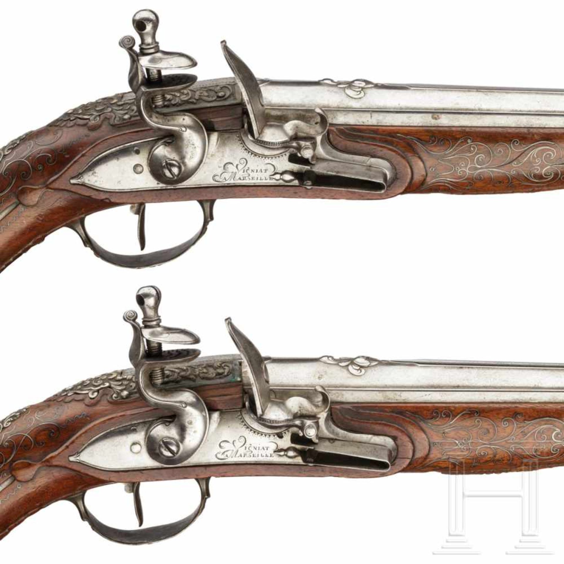 A pair of flintlock pistols for the oriental market, Vigniat of Marseille, circa 1810Smooth - Bild 5 aus 5