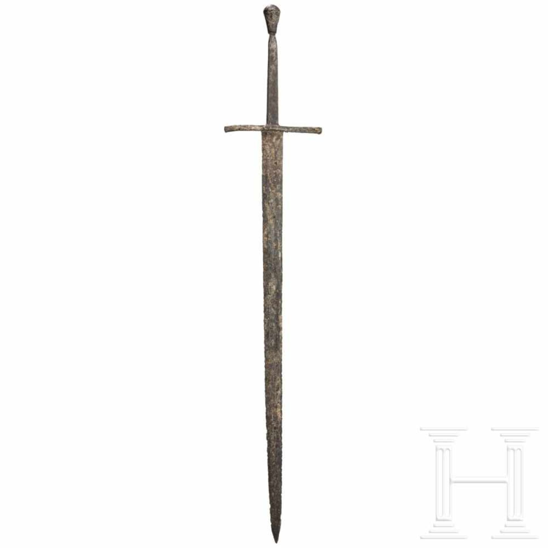 A German or Polish knightly sword, circa 1460Kräftige zweischneidige Klinge mit abgeflachtem