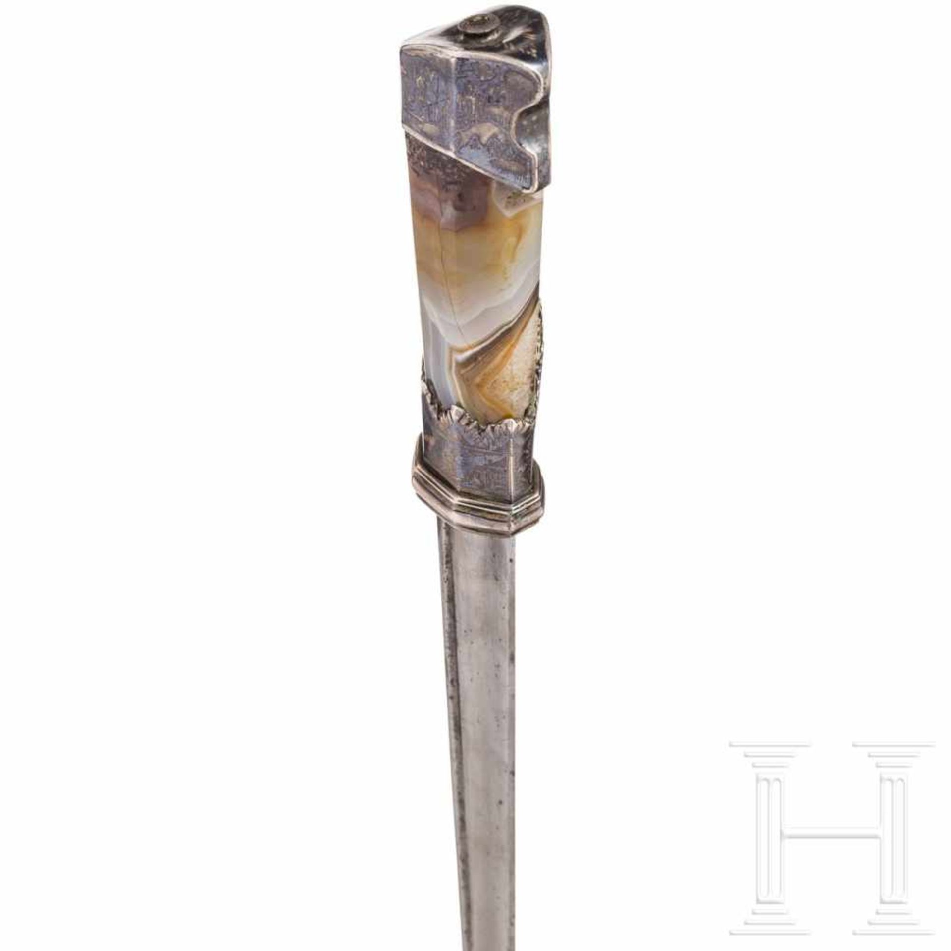 A fine hunting dagger with finely nielloed silver mounts, Tula, 2nd half of 18th centurySlender - Bild 7 aus 7
