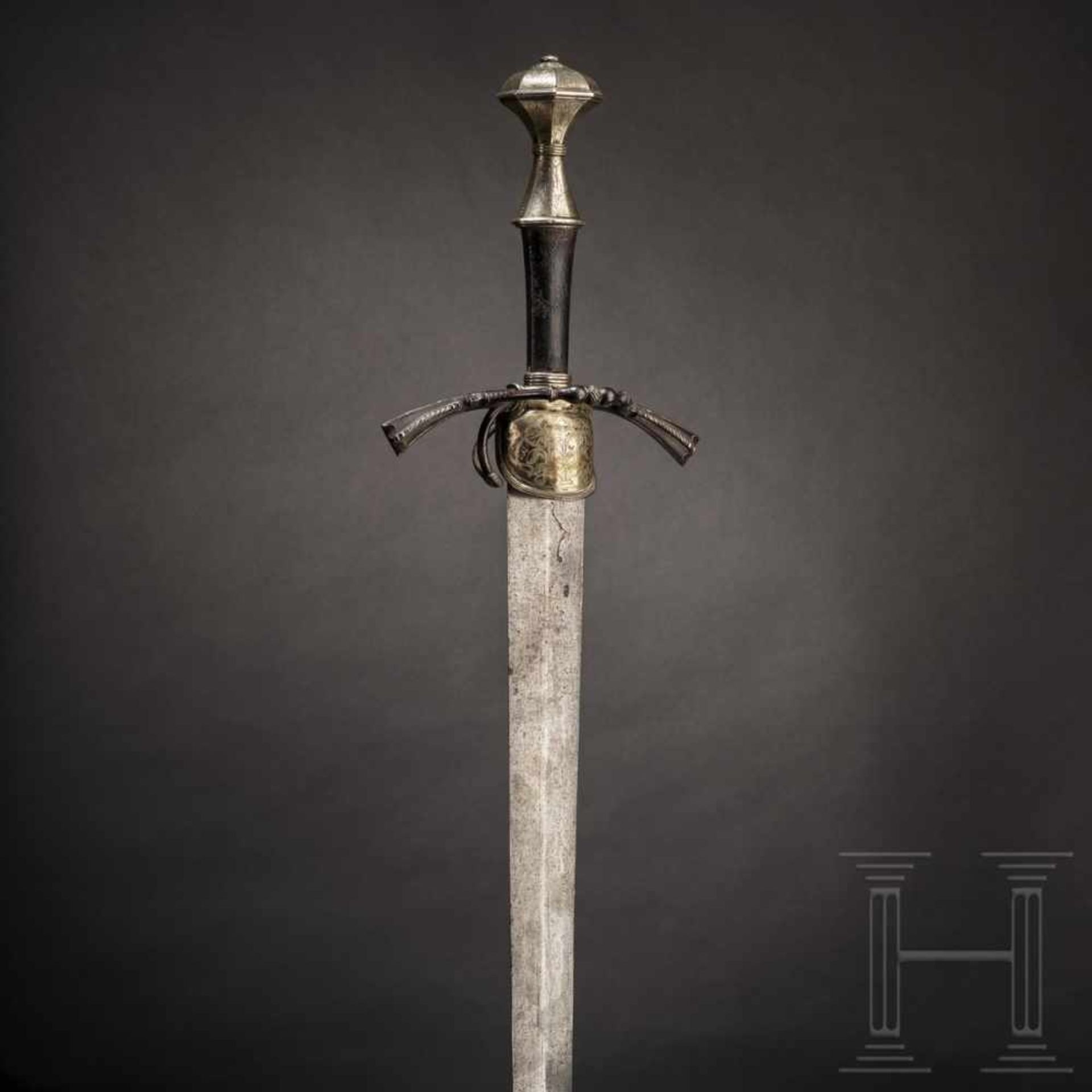 A silver-mounted hand-and-a-half sword in the style of circa 1560, Anton Konrad of Dresden, circa