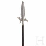 An Austrian hunting halberd, circa 1560Wide leaf-shaped blade, one repaired area at the base of a