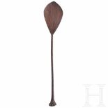 A French Polynesian carved paddle, Austral IslandsPointed oval head, carved on both sides with