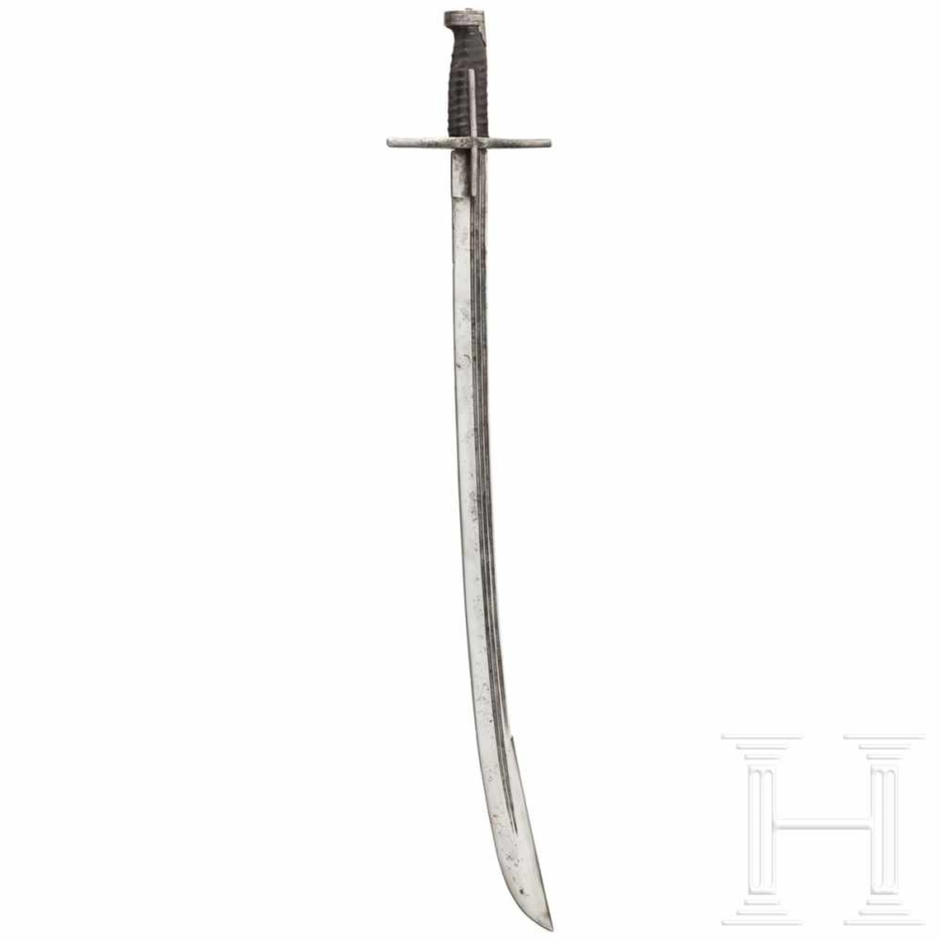 A Hungarian sabre, early 17th centuryBroad curved blade with distinct yelmen, deep crescent-shaped