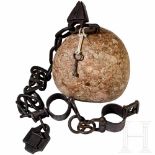 A South German/Austrian heavy ball and chain, 17th/18th centuryThe sturdy wrought iron chain
