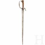 Hunting sword, German, c. 1680Gerade, beidseitig gekehlte Rückenklinge (narbig) mit