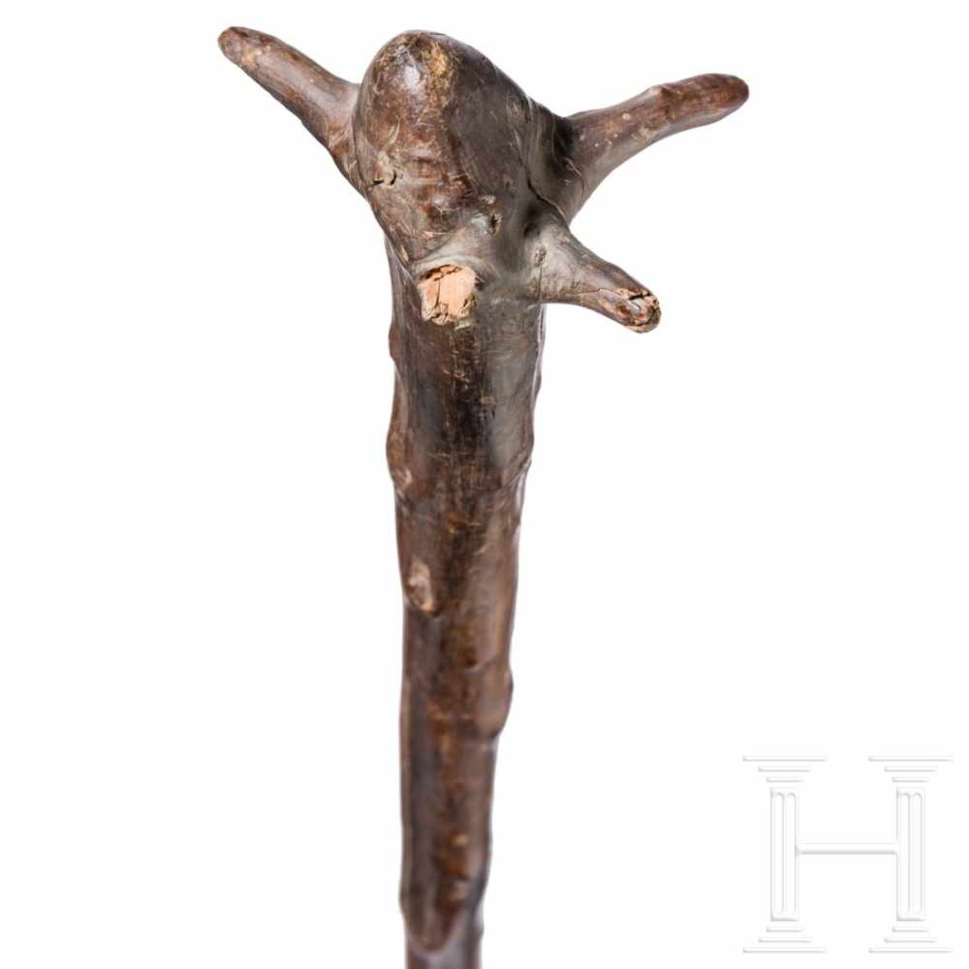 A light Fijian "Vunikau" warclubSchlagkopf aus einer Wurzelknolle gebildet, schlanker, knorriger - Bild 3 aus 4