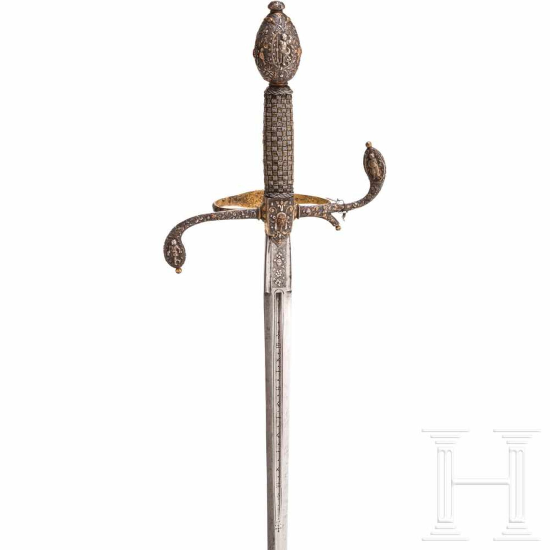 A significant German deluxe rapier, circa 1620The narrow, double-edged blade of flattened diamond - Bild 5 aus 9