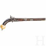 A silver-mounted miquelet pistol, Caucasus, 2nd half of the 19th centuryRunder Lauf mit