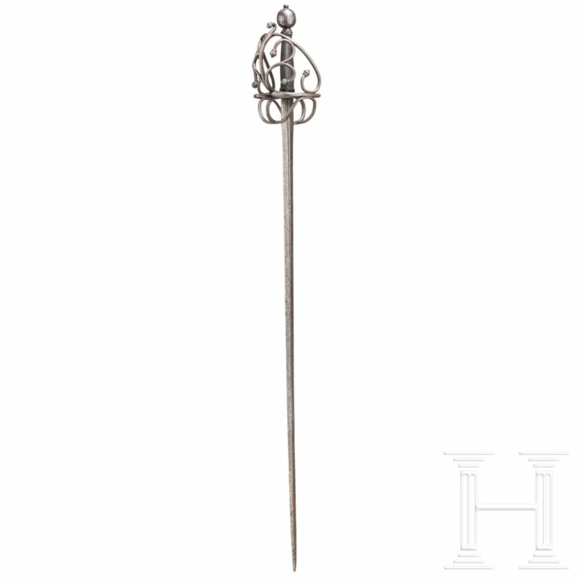 A southern German basket-hilt sword, circa 1560Schlanke zweischneidige Klinge mit linsenförmigem - Bild 3 aus 9