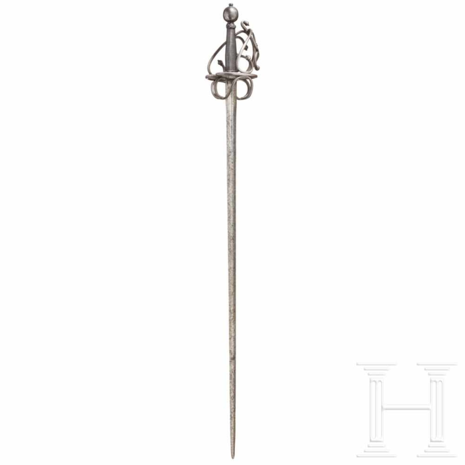 A southern German basket-hilt sword, circa 1560Schlanke zweischneidige Klinge mit linsenförmigem - Bild 2 aus 9