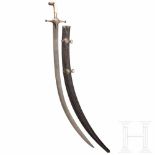 A Persian shamshir with a fine wootz-Damascus blade, circa 1800The sturdy blade in finely figured