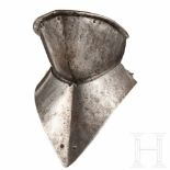 A Spanish Gothic bevor, circa 1500Iron chin protection with a central ridge, a strong turned-under