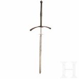 A German two-handed sword, circa 1580The double-edged blade of diamond section with guards and