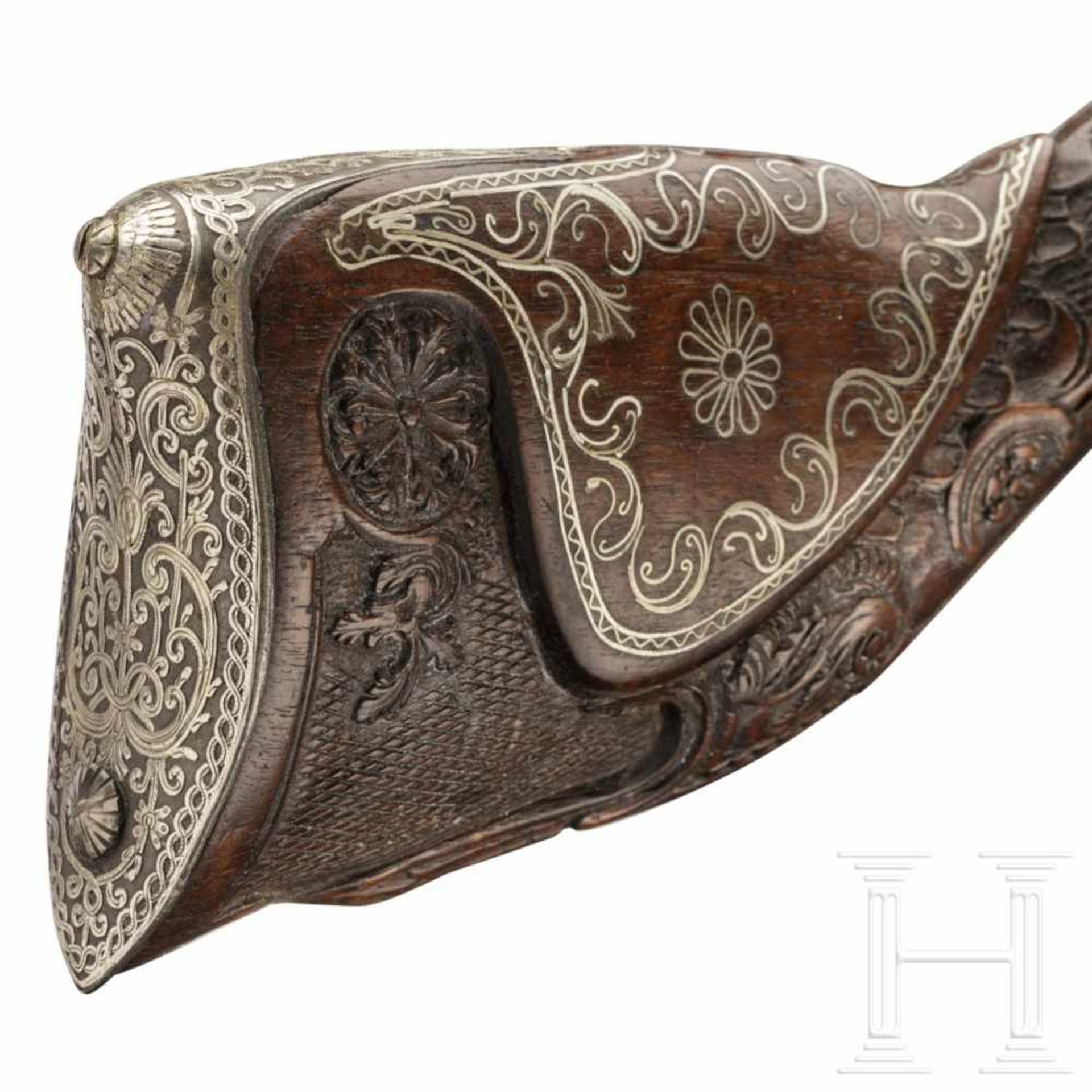 A Balkan-Ottoman silver-damascened flintlock blunderbuss, 19th centuryAn der Mündung - Bild 6 aus 6