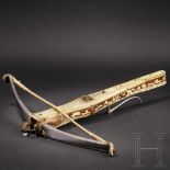 A German Renaissance crossbow with lavish bone inlays featuring hunting motifs, circa 1580Heavy