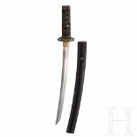 A Wakizashi, circa 1380Klinge Shinogi Tsukuri, Chu Kissaki, Torii Zori, Hada verputzt, dünner