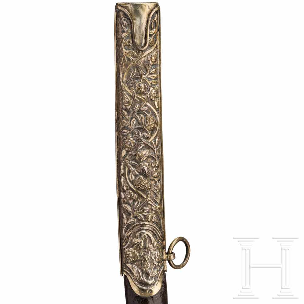 A silver-mounted Ottoman shamshir, circa 1800Strongly curved, slender single edged blade of fine - Image 4 of 4
