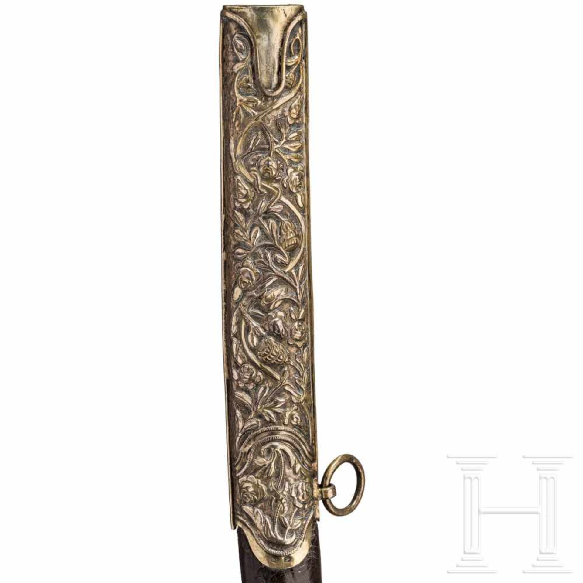 A silver-mounted Ottoman shamshir, circa 1800Strongly curved, slender single edged blade of fine - Bild 4 aus 4