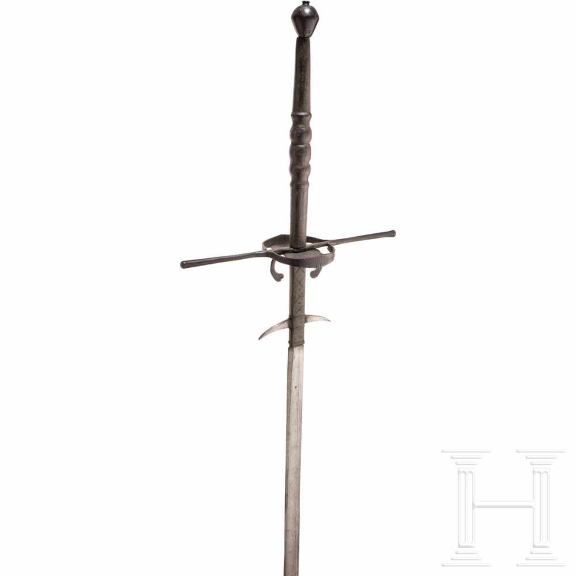 A significant South German two-handed sword, circa 1580The double-edged, conical blade widening - Bild 4 aus 5