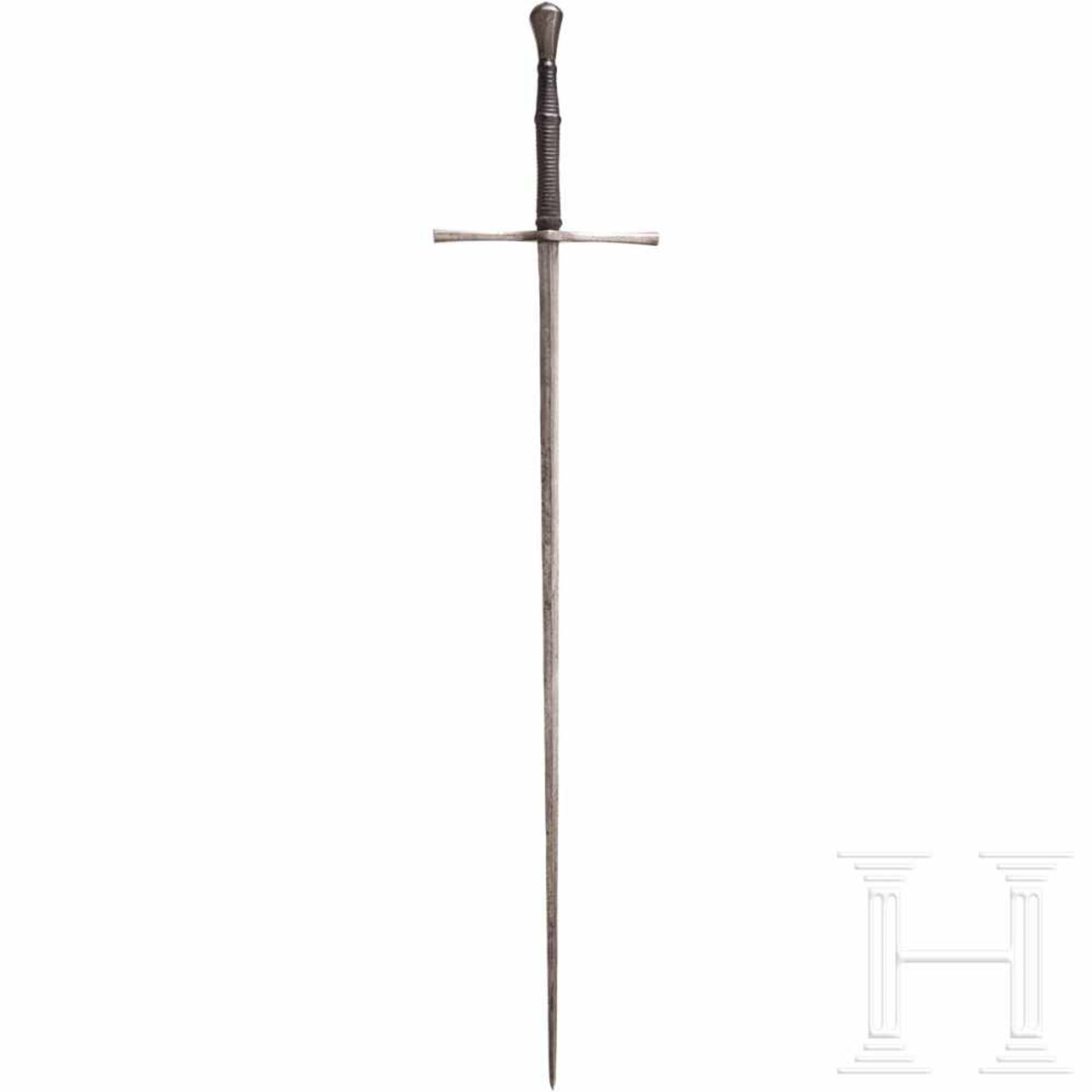 A German thrusting sword (estoc), circa 1500Slender, slightly fullered thrusting blade of triangular