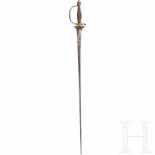 A French gold-damascened gallantry sword, circa 1740Glatte, partiell leicht fleckige Dreikant-