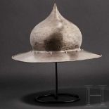 A rare German late Gothic kettle hat, circa 1500The heavy skull forged in one piece, with a