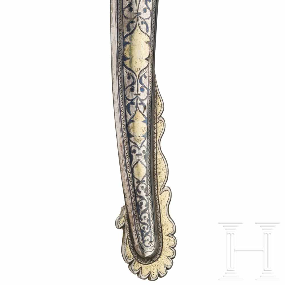 A Turkmenistanian nielloed and partially gilt, silver-mounted shamshir, end of the 19th centuryThe - Image 9 of 9