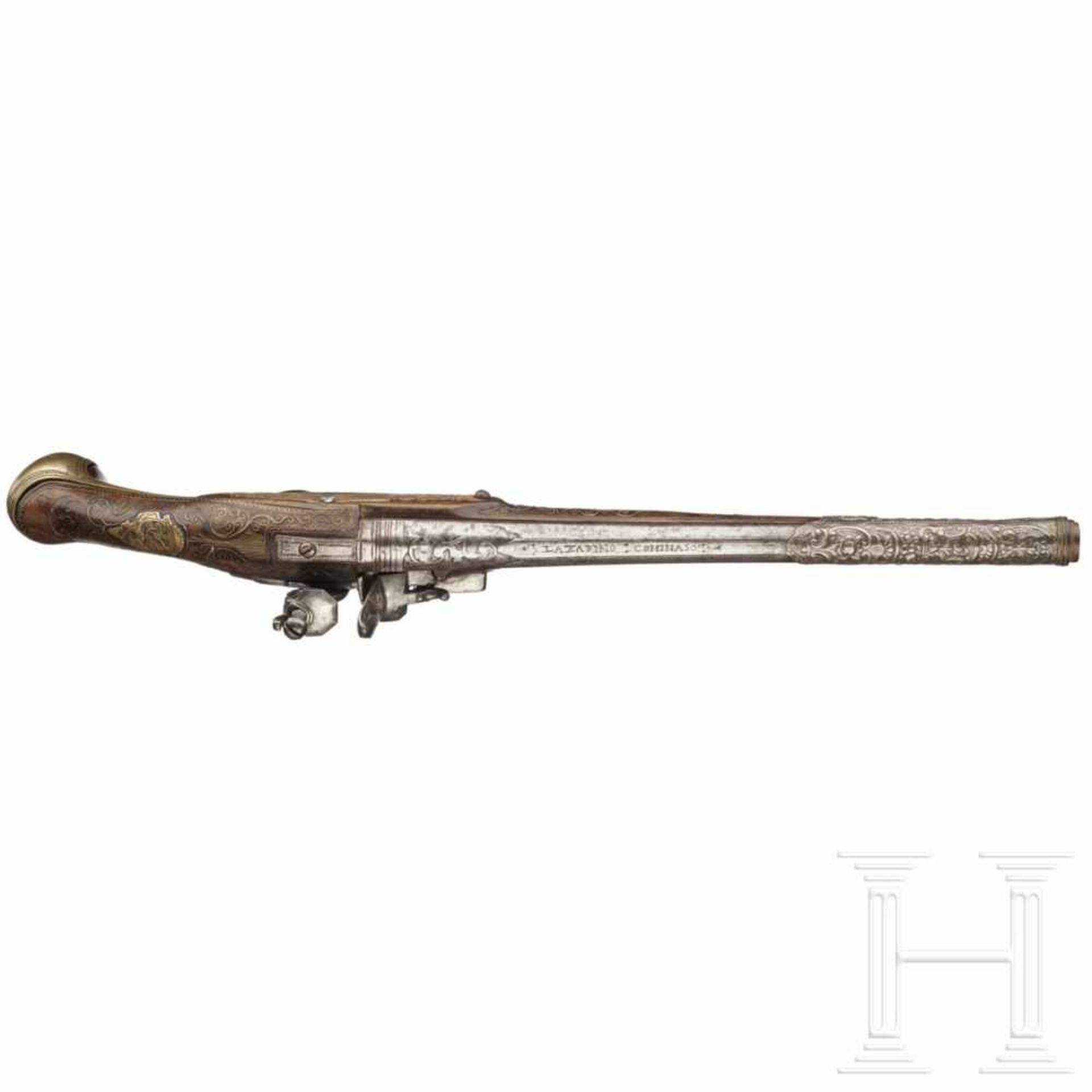A Balkan-Ottoman flintlock pistol, 18th centuryÜber der Kammer geschnittener, glatter Lauf im - Bild 3 aus 3