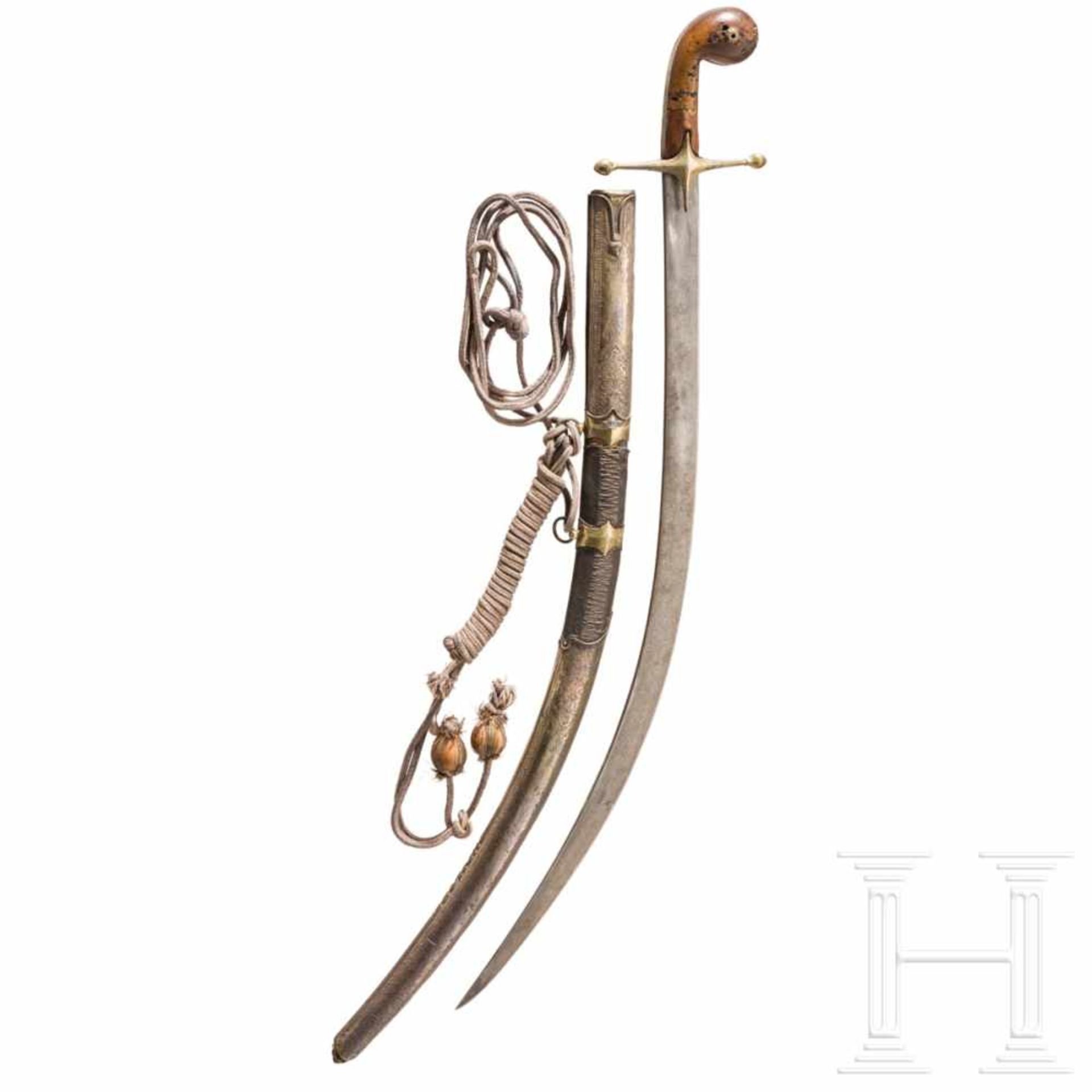 A heavy silver mounted Ottoman shamshir, circa 1820The strong, heavy, broad blade is made of fine - Bild 2 aus 4