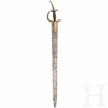 An exceptional Indian firangi with a massive gold-damascened hilt and older European blade, early-