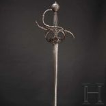 A silver-inlaid German Pappenheim rapier, circa 1620Double-edged thrusting blade of flattened