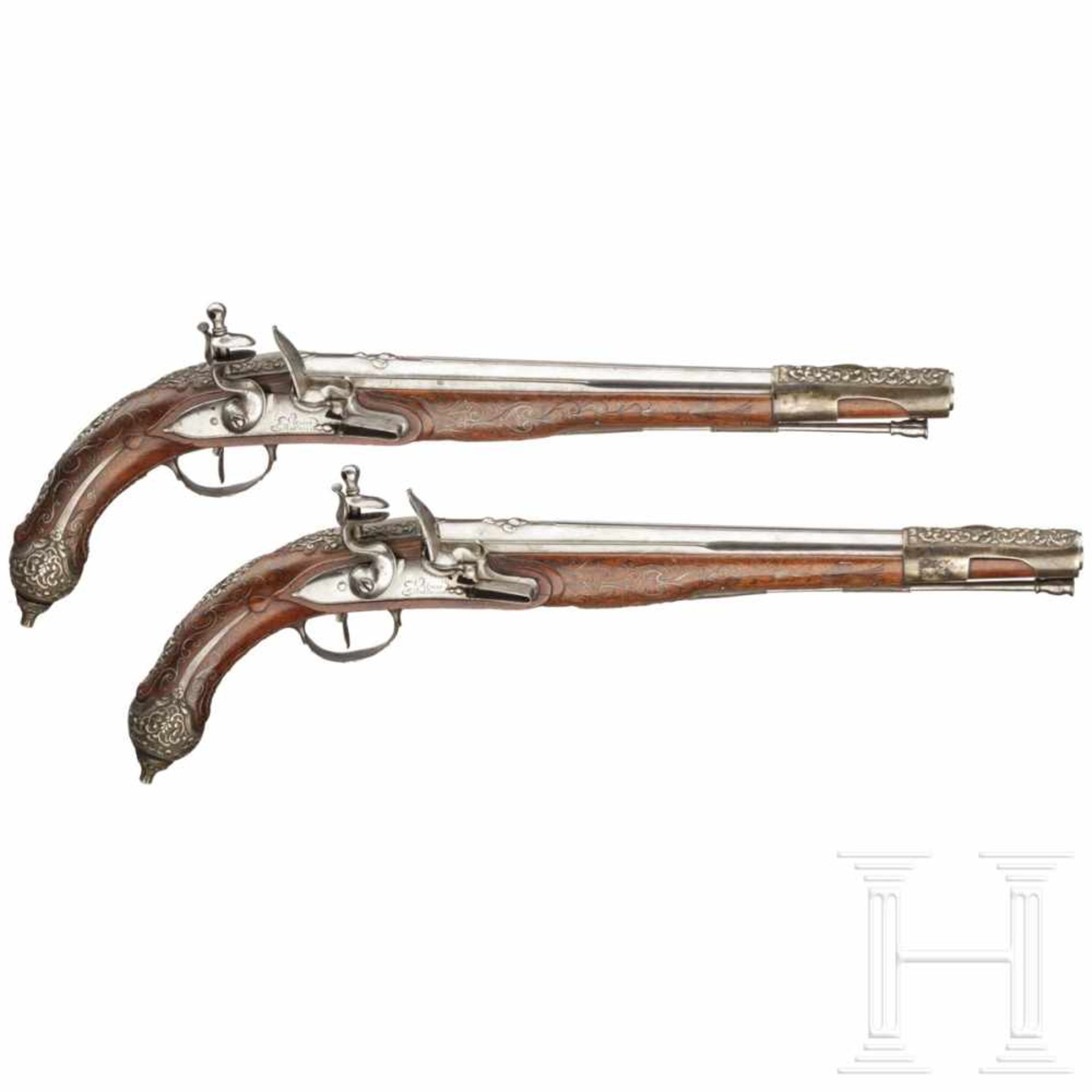 A pair of flintlock pistols for the oriental market, Vigniat of Marseille, circa 1810Smooth