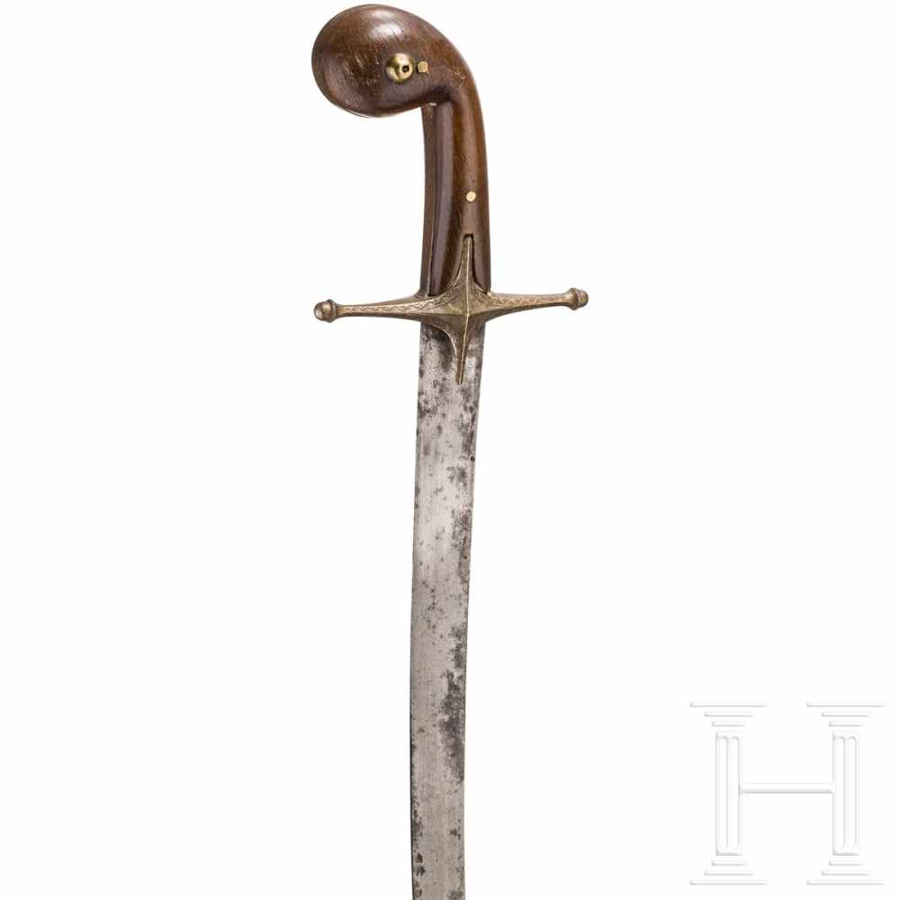 An Ottoman shamshir, 1st half of the 19th centurySchmale, stark geschwungene Rückenklinge aus - Image 3 of 3