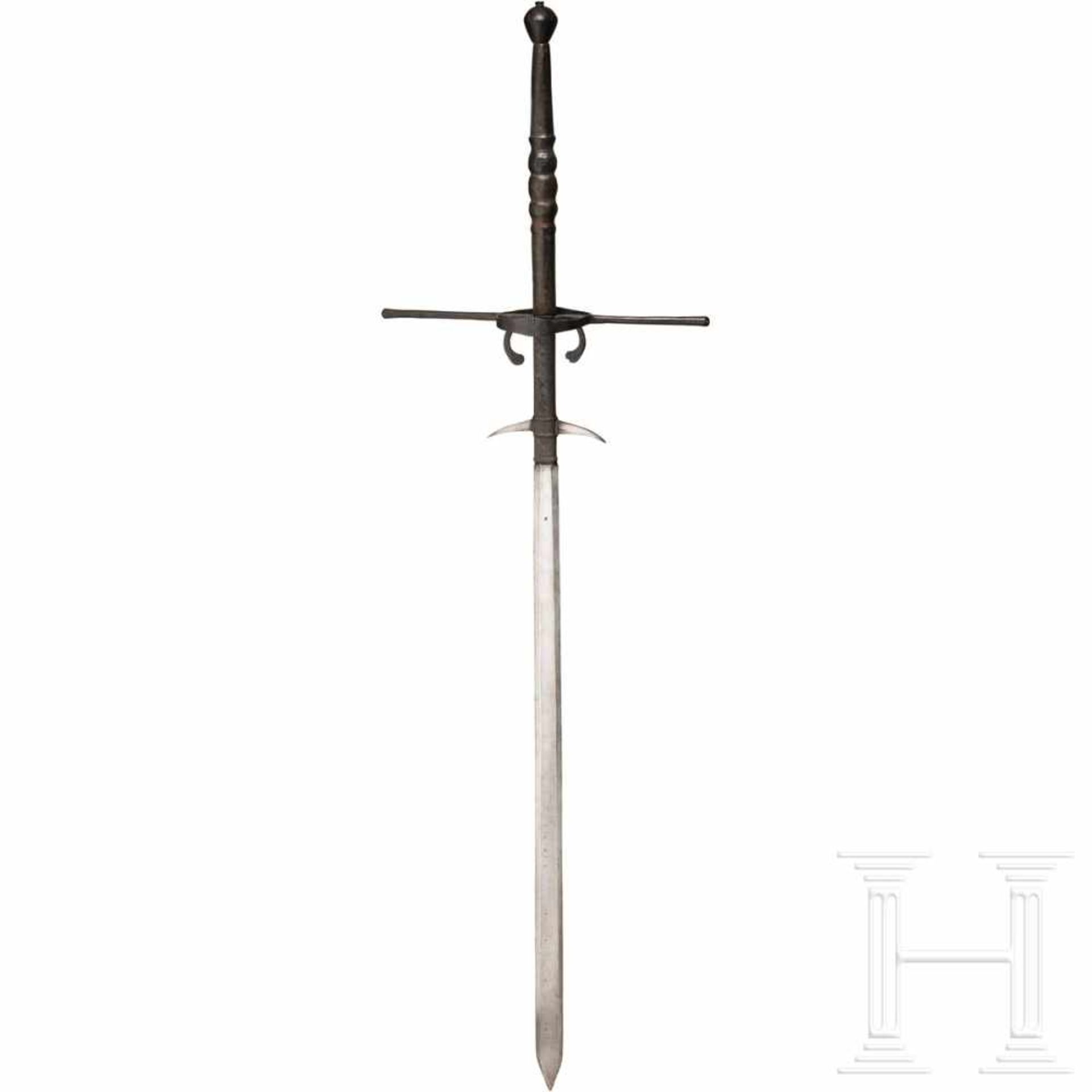 A significant South German two-handed sword, circa 1580The double-edged, conical blade widening - Bild 2 aus 5