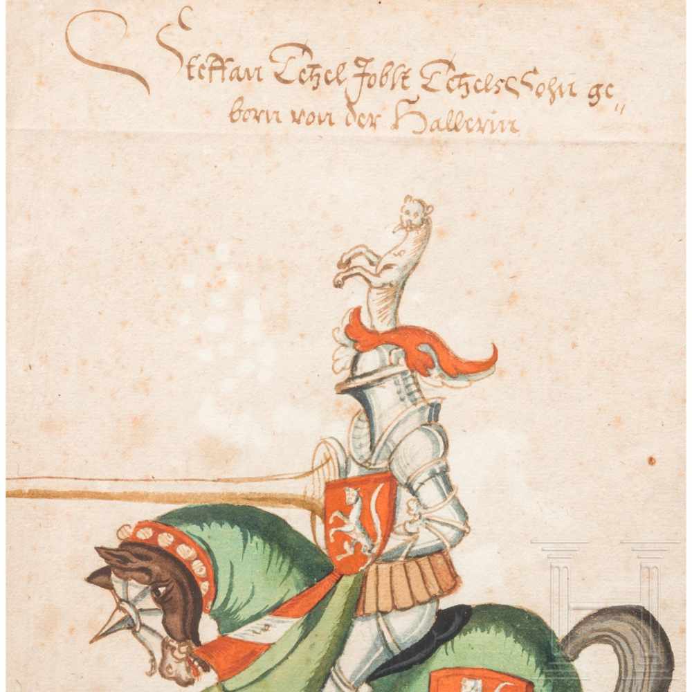 Three drawings from a South German book on tournaments, 1st half of the 16th centuryDrei - Image 4 of 4