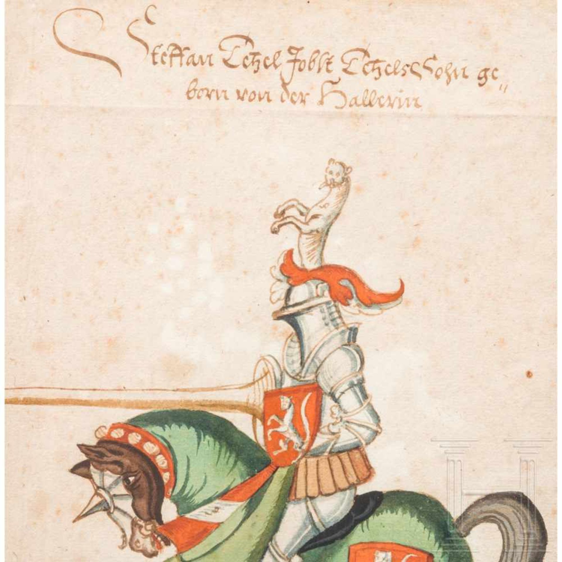 Three drawings from a South German book on tournaments, 1st half of the 16th centuryDrei - Bild 4 aus 4