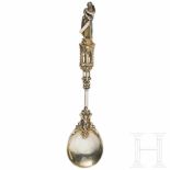 Vermeil silver spoon with St. Andrew in Gothic style, hallmarks, probably German, 19th