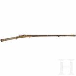 An Indian bone inlaid matchlock rifle, circa 1800Runder Lauf aus Wickeldamast mit glatter Seele im