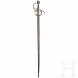 A German small-sword, circa 1600Breite, im unteren Drittel gekehlte, zweischneidige Klinge, darin