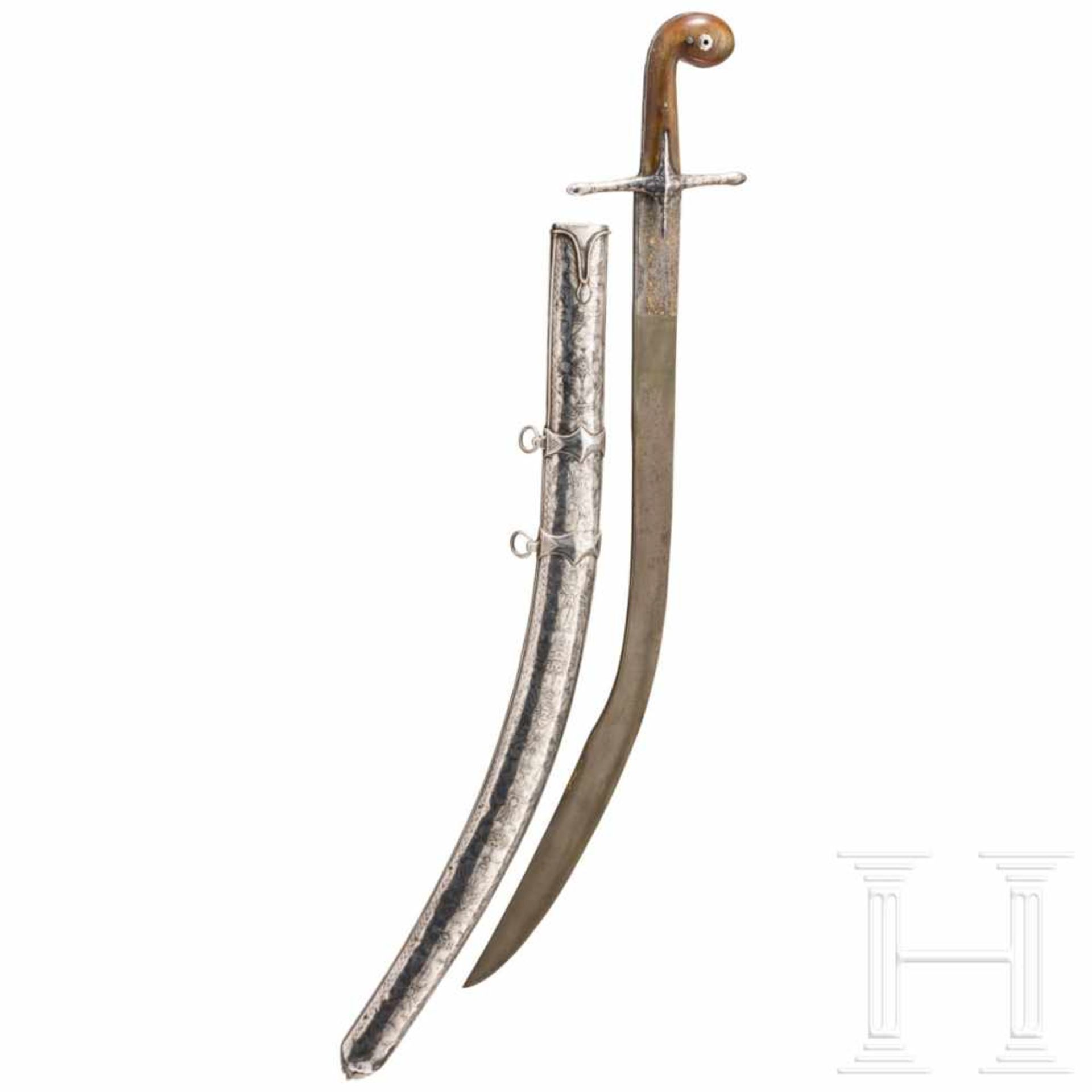 A distinguished Greek kilij with fine, nielloed silver mounting, Epirus, circa 1830The strongly - Bild 2 aus 10