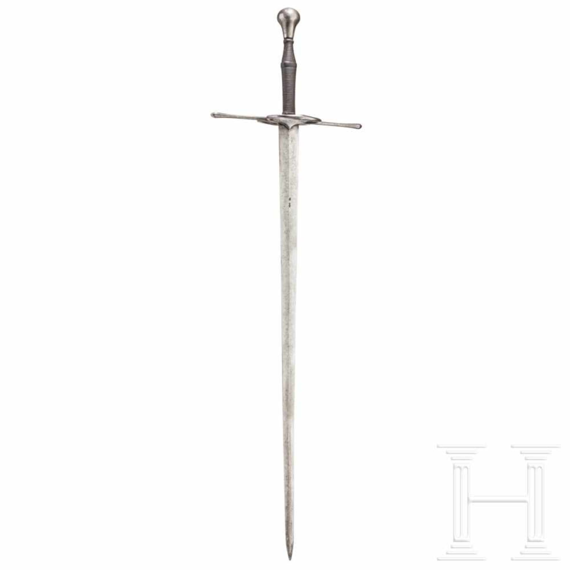 A South German or Swiss hand-and-a-half riding sword, circa 1550The double-edged, slightly conical