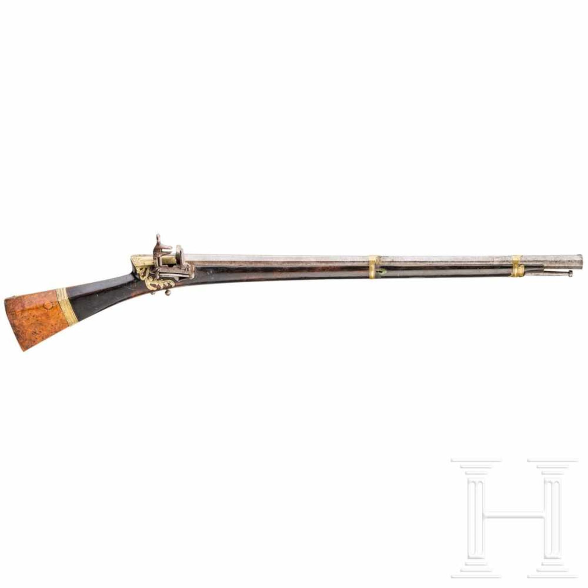 An Ottoman miquelet rifle (tüfek), 18th centuryAchtkantiger, siebenfach gezogener Lauf aus