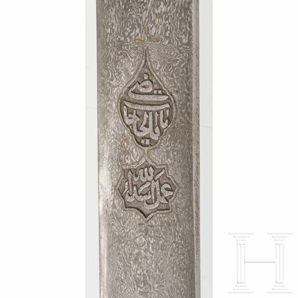 A heavy silver mounted Ottoman shamshir, circa 1820The strong, heavy, broad blade is made of fine - Image 3 of 4