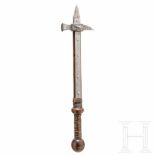 A heavy French war hammer, circa 1500An original 15th century hammer-head mounted on a reconstructed
