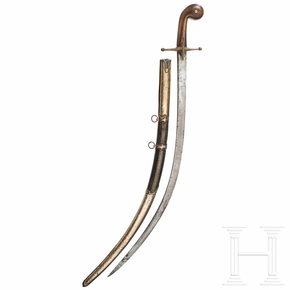 An Ottoman shamshir, 1st half of the 19th centurySchmale, stark geschwungene Rückenklinge aus - Image 2 of 3