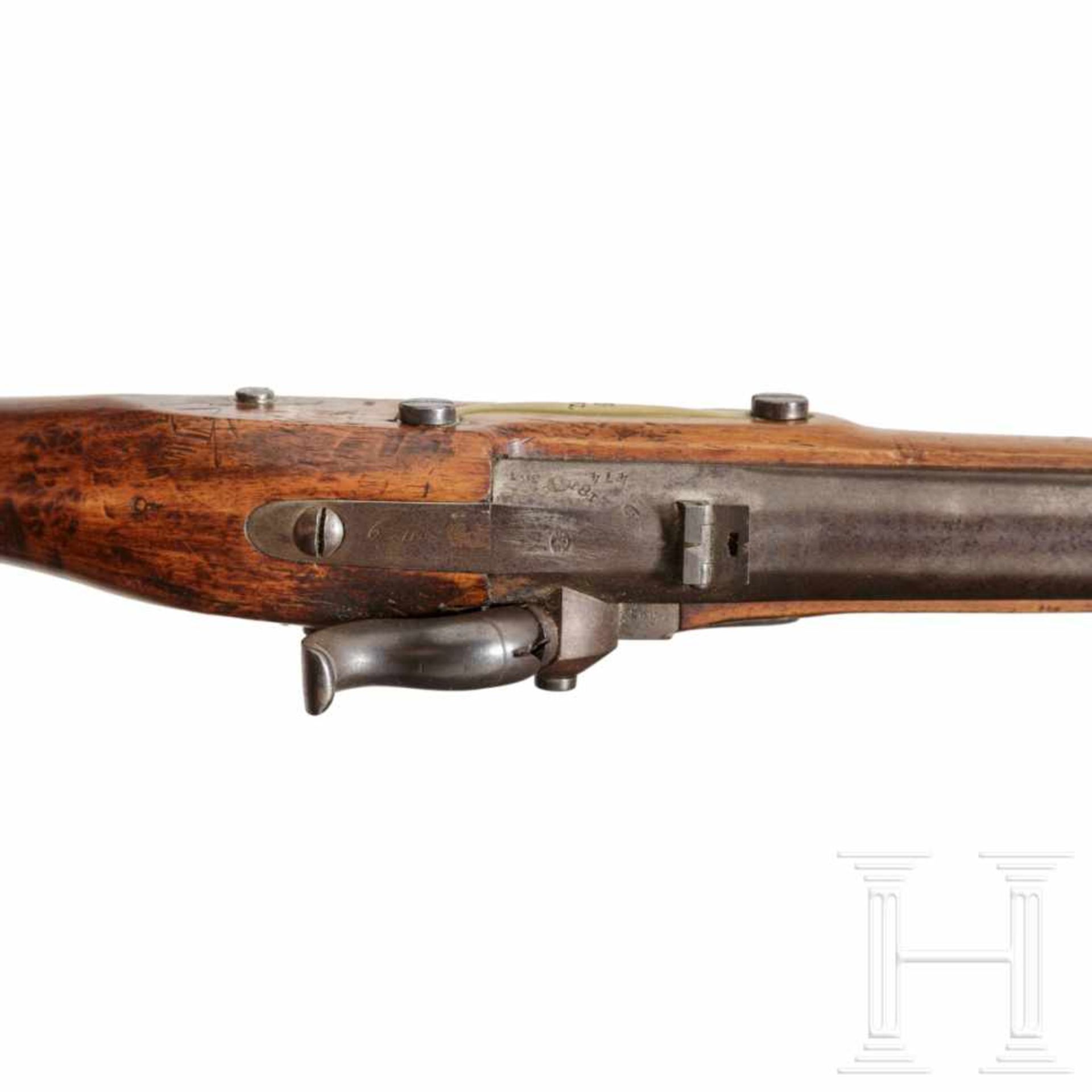 A very rare Baden rifled engineer's carbine M 1850/54 U/MGezogener Lauf im Kaliber 17,5 mm, an der - Bild 3 aus 3